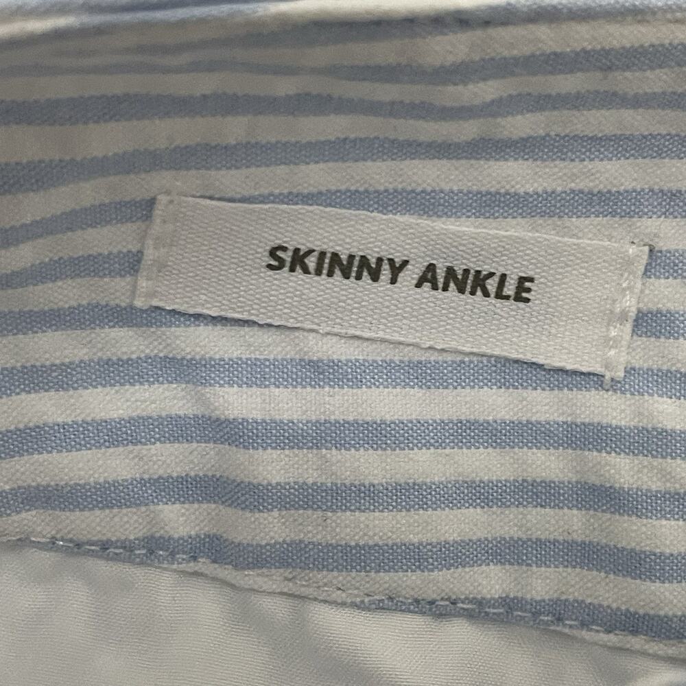 Loft Outlet SKINNY ANKLE Pants Size 6 Light Blue White Stripe Seersucker NEW - Picture 9 of 12